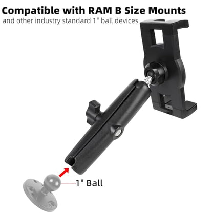 1" Ball Tablet Holder for RAM Mounts, Heavy Duty Clip Mount Fits 5-13" Tablets iPad Pro 12.9 Air Mini Galaxy Tab, Compatible with Car Truck Vehicle Mount System - size: Tablet Holder w 5.91" Arm