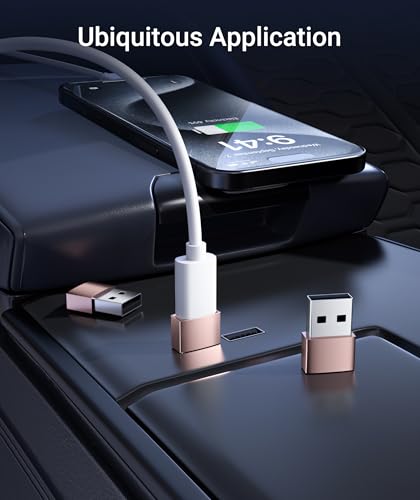 Syntech USB C to USB Adapter 3-Pack, Female to Male Converter, Aluminum - color: Rose Gold