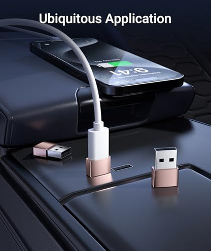 Syntech USB C to USB Adapter 3-Pack, Female to Male Converter, Aluminum - color: Rose Gold