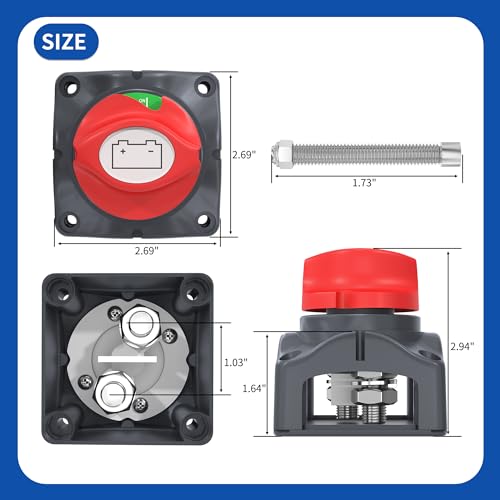 Joinfworld Battery Disconnect Switch 12V-48V Waterproof Marine Battery Cut Off Switch Master for Car Boat RV ATV UTV Vehicles - color: 275A On-Off