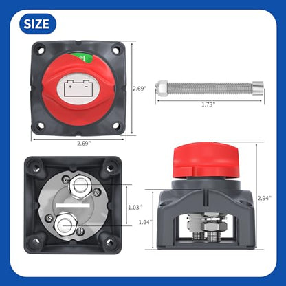 Joinfworld Battery Disconnect Switch 12V-48V Waterproof Marine Battery Cut Off Switch Master for Car Boat RV ATV UTV Vehicles - color: 275A On-Off