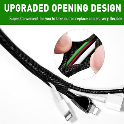 20FT Split Cable Management Sleeve Wire Loom Tubing Cord Protector for High-Temperature Automotive Harness Wires and Home Cable Management,Self-Wrapping Braided Cord Covers (1/4 Inch) - size: 1/4"-20Feet