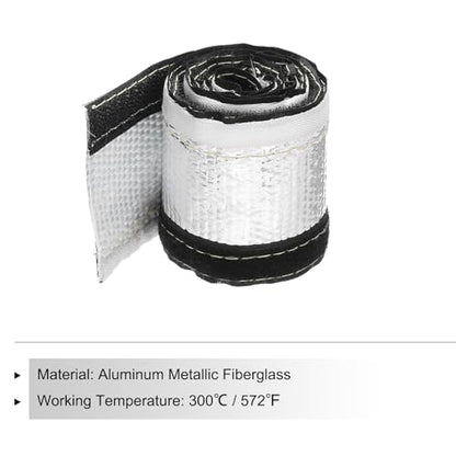 MECCANIXITY 1.5mm Heat Shroud Aluminized Sleeving 3/8'' ID x 3.2FT Aluminum Metallic Fiberglass Heat Shroud for Fuel Lines Cables Electrical Wiring - size: 3/8" ID x 3.2FT
