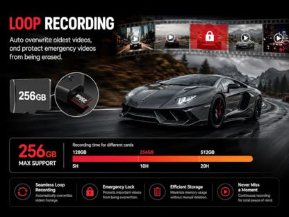 A11 4K Front + 2K Rear Dash Cam, 256GB microSD Included, Dash Camera with STARVIS Sensor, 5GHz WiFi, GPS, ADAS, HDR Night Vision, 24/7 Parking Monitor (Hardwire Kit Included), 3.4” IPS Screen