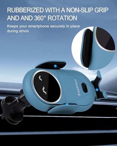 Wireless Car Charger, Phone Mount for Car Wireless Charger Smart Sensor Air Vent, Automatic Clamping Phone Holder Compatible with iPhone 14/13/12/11//XS/XR/8, Samsung S22/S21/S20/Note 20, etc Sea Blue - color: Sea blue
