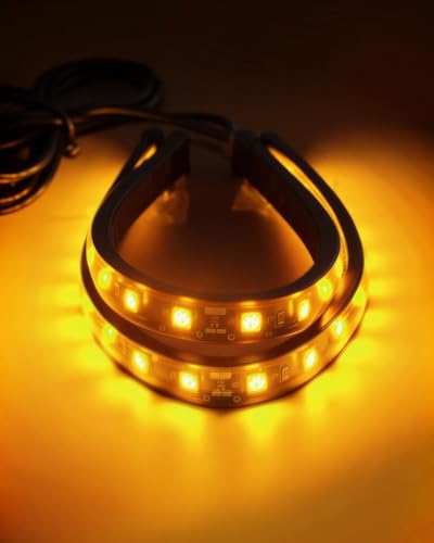Keiurot 12V Led Light Strip for Car Motorcycle Golf Cart 12.5In Amber 4Pack - color: Amber Led Strip