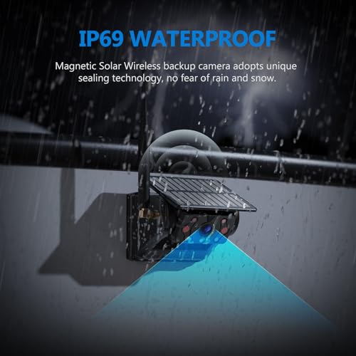 2 Magnetic Solar Wireless Backup Cameras 7" Touchscreen IPS Monitor - size: 7"-2 Cameras
