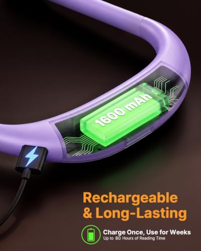 Reading Light with Storage Case, 3 Colors Dimmable Neck Lamp - color: Purple Light with Storage Case