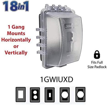 Sealproof 1-Gang Weatherproof In Use Outlet Cover | Horizontal/Vertical Outdoor Plug and Receptacle Protector, Lockable Bubble Cover, UL Extra Duty Compliant, 18 Configurations - color: Clear Frost