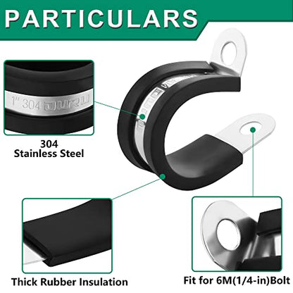 OURU 1/8 Inch Cable Clamps, Rubber Coated Insulated Clamps, 30pcs, 3mm - size: 30pcs - 1/8"