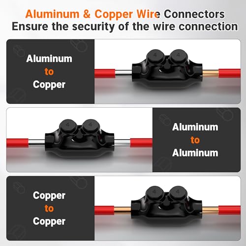 2 Port Inline Splice Connector 4-14 AWG Aluminum to Copper Wire Connectors Insulated Wire Connectors Inline Splice Connector with 5/32" Slotted Allen Hex - 6 Pack - size: 4-14 AWG