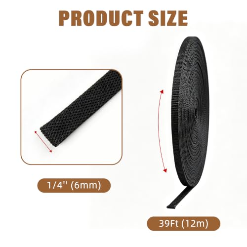 1/4''-39Ft Expandable Braided Cable Sleeve, PET Wire Loom for Home Device - color: Black, size: 1/4''-39ft