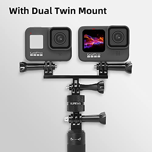 Aluminum 360 Degree Rotation Camera Mount, Metal Bracket Adapter, Aluminum Adapter Camera Mount Compatible with GoPro Hero 13/12/11/10, DJI Action 6/5 Pro/4/3, Sony and Other Action Cameras - color: Two-legged Adapter Mount