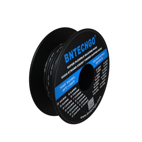 BNTECHGO 14 Gauge Silicone Wire Black 50ft Stranded Tinned Copper Wire - color: Black, size: silicone wire 50ft