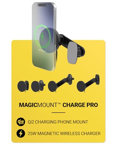 Scosche Qi2 MagSafe Car Mount Charger 25W Fast Wireless Phone Holder with 5-in-1 Mounting Options for Vent, Dashboard, Swing Arm, Back-of-Display, Compatible with iPhone 17/16/15/14/13 & Samsung S25