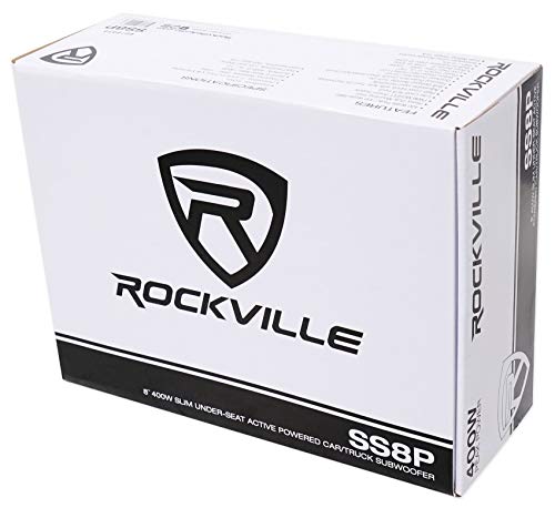 Rockville SS8P 8" Powered Under-Seat Car Subwoofer with RWK10 Amp Kit