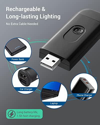 DEWENWILS USB Rechargeable Book Light for Reading in Bed, Warm White, Brightness Adjustable, LED Clip on Book Reading Lights, Perfect for Bookworms, Kids, Black - color: Black