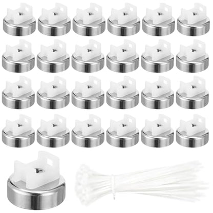 Magnetic Cable Zip Tie Mounts, 25 Pcs Magnet Bases with 100 Pcs Cable Ties, Multipurpose Wire Management Organizer for Desk PC Home Office, Adhesive-Free Cable Clips Holder