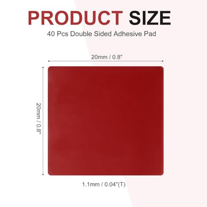 40 Pcs Double Sided Adhesive Pads, 0.79" x 0.79" Dash Cam Sticky Pads Self-Adhesive Square Mounting Foam Tape Waterproof & Heat Resistant for Car Walls Picture Home Decor, Red - size: 0.79" x 0.79"