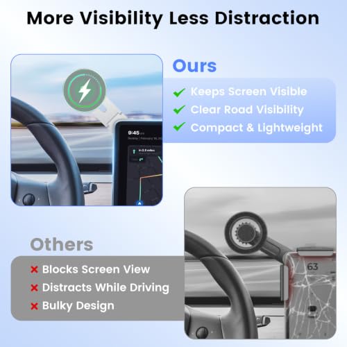 Magnetic Laptop Phone Mount with 15W Fast Wireless Charger, Compatible for iPhone 12-17 Series & All Phones, Adjustable Laptop Phone Holder for Tesla Model 3/Y/S/X Desktop Screen Stand - color: Sliver