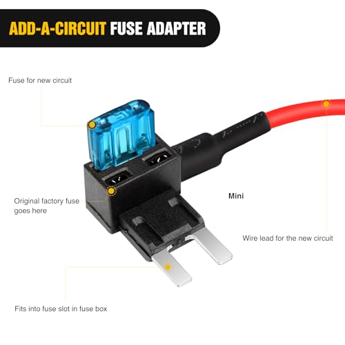 Nilight Fuse Holder Add-a-circuit Fuse TAP Adapter Mini ATM APM Blade Fuse Holder-10 Pack , 2 years Warranty - color: 10Pcs Mini