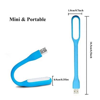 Mini Flexible Light, Portable USB Led Reading Night Lamp for PC Laptop Computer Notebook Power Bank - 2 Pack (Blue) - color: Blue