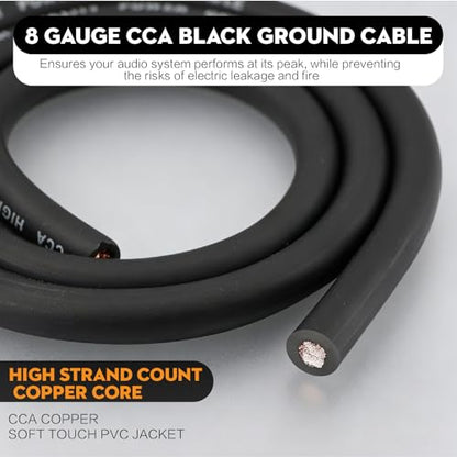 8 Gauge Car Amplifier Wiring Kit, 800W Amp Kit Complete 8 Gauge Car Amplifier Installation Wiring Kit for Car Audio Subwoofer - 8GA GA CCA Red Power Wire, OFC RCA Interconnect Cable, Fuse Holder - size: 8 GAUGE