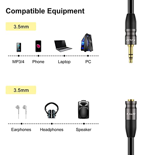 J&D AUX Audio Extension Cable, 3.5mm TRS Male to Female Stereo Adapter, Copper Shell, 15 Feet - size: 15 Feet