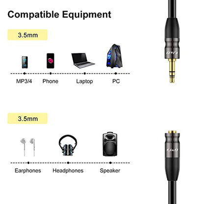 J&D AUX Audio Extension Cable, 3.5mm TRS Male to Female Stereo Adapter, Copper Shell, 25 Feet - size: 25 Feet
