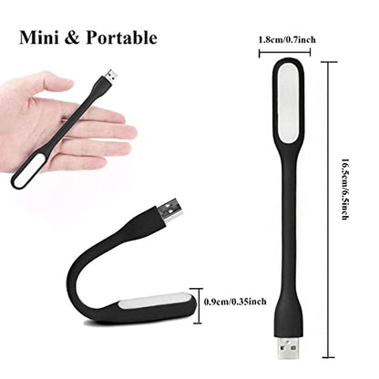 Mini Flexible Light, Portable USB Led Reading Night Lamp for PC Laptop Computer Notebook Power Bank - 2 Pack (Black) - color: Black
