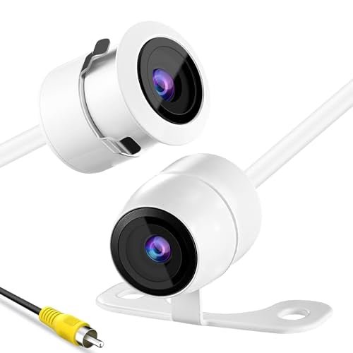 AHD 1080P Backup Camera Flush Mount, Metal Housing 170° Wide View Angle Rear/Side/Front View Camera for Car, HD Clear Night Vision IP69 Waterproof Reverse Camera, 18.5mm, 12V/24V, White