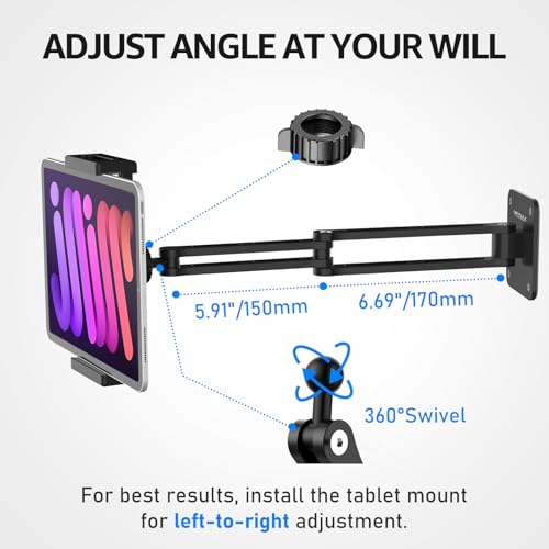 Urmust Dual Arm Tablet Wall Mount Ipad Holder, 4.7-13" - size: 2 Arm-Up to 13"