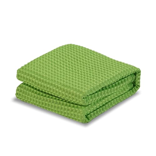 XINDELL Waffle Weave Microfiber Towel, 4Pack-16" X16" Premium Waffle Knit Detailing Towel, Cleaning Cloth for Car Windows Glass, No-Odor Streak-Free Ultra Absorbent Small Kitchen Cleaning Rags, Green
