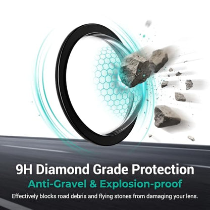 2PCS Car Lens Guard Protective Cover Kit, Clear Anti-Collision Car 360 Panoramic Camera Lens Protector, Waterproof Anti-Glare Rear Scratch Backup Camera Protective Cover (Black)