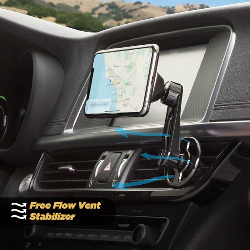 Scosche MM2VP2SR-SP MagicMount Pro FreeFlow Magnetic Car Phone Holder - Strong Magnet Mount for iPhone and Android - Secure Magnetic Cell Phone Air Vent Mount - Universal 360° Mobile Cellphone Holder - color: Black & Silver, size: 1 Pack, style: Freeflow