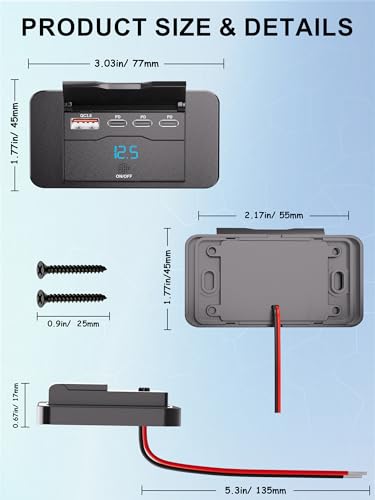 12V USB Outlet RV Wall Mount Panel: 40W 4 Ports USB Socket Car Charger 2PCS