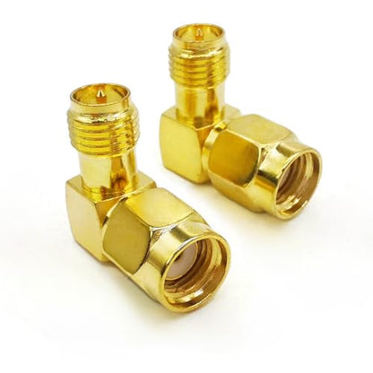 2PCS SMA Elbow Radio Antenna Adapter, 90 Degree SMA Coax Connector, Low Loss RPSMA Female to RPSMA Male Right Angle Coax Adapter for Ham Radio Antenna, Walkie-Talkie,Audio, Video