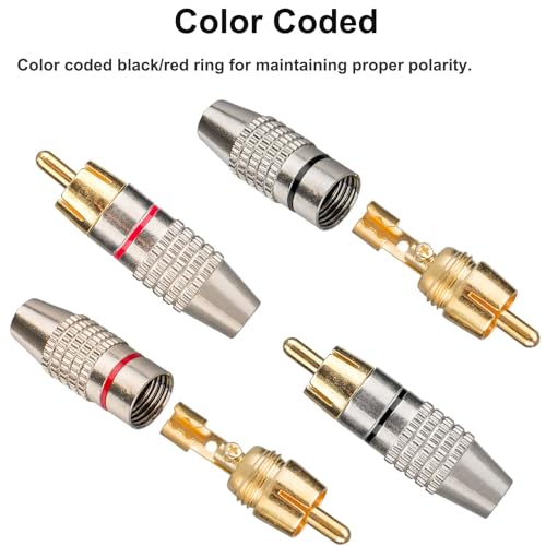 10Pack RCA Male Plug Solder, Gold Audio Video Cable Adapter Connector for Speaker Wire Wall Plate Home Theater Audio Video Receiver Amplifiers and Sound Systems - style: 10-Pack