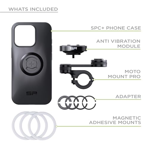 SP CONNECT Moto Bundle II with Anti Vibrations Module| SPC+ | Compatible with for iPhone 14 Pro Max| Motorcycle Phone Mount |Phone Mount for Motorcycle Handlebars | Cell Phone Holder - style: iPhone 14 Pro Max