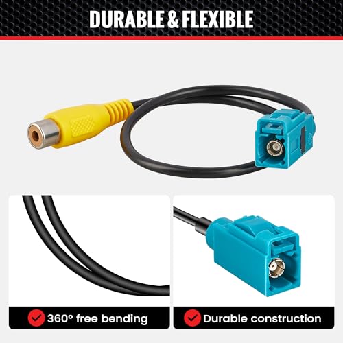 RED WOLF Fakra Z Female to RCA Female Cable Plug for Mercedes Benz Volvo Land Rover Retain OEM Navigation Stereo, Install Aftermarket Backup Reversing Camera Fakra Connector RCA Female Wire Adapter