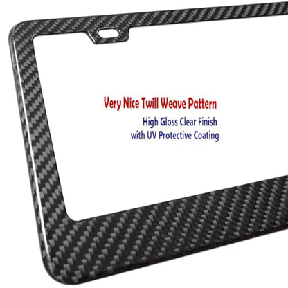 BGGTMO Carbon Fiber License Plate Frame - 100% Real Carbon Fiber Overlays Stainless Steel License Plate Frames | Stainless Steel Anti-Theft License Plate Screws | 1PC Black Gloss Plate Frame - color: Real Carbon Frame-Wide Edge