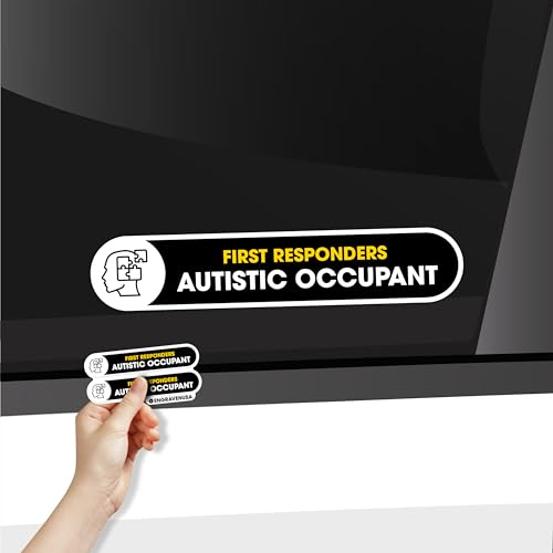 Autistic Occupant Car Sticker | 2 Pack Autism Awareness Accessories | Child Safety Decal, Bumper Car Sign | 5x1 inches Glossy UV Resistant Vinyl | Autistic Occupant on Board Small Sign (Black) - color: Black