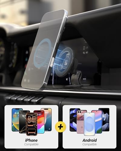 Scosche MagSafe Car Mount, Magnetic Phone Holders for Your Car Dashboard, Strong Magnetic Hold, 360° Rotatable Car Phone Holder Mount for iPhone 17 16 15 14 13 12 Includes Magnetic Ring, 2-Pack - size: 2 Pack