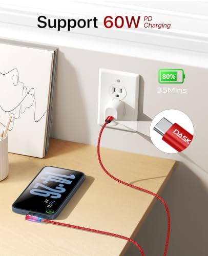 USB C to USB C Cable 90 Degree USB C Cable Fast Charging 60W, 10FT 2Pack - color: Red, size: 10FT, style: USB C to USB C
