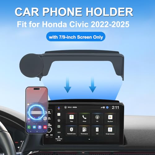Car Phone Holder Compatible with Honda Civic 2022-2025 7/9-inch Screen Fixed Clip, Magnet Cell Phone Mount Compatible with MagSafe, Hand-Free 360° Rotation Phone Automobile Cradles Not Affect Air Vent - size: 2022-2025 Honda Civic