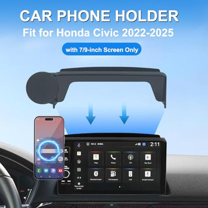 Car Phone Holder Compatible with Honda Civic 2022-2025 7/9-inch Screen Fixed Clip, Magnet Cell Phone Mount Compatible with MagSafe, Hand-Free 360° Rotation Phone Automobile Cradles Not Affect Air Vent - size: 2022-2025 Honda Civic