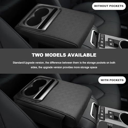 Sun Walker Car Middle Console Cover with Cup Holder, 3.1" Height-Lifts Comfortable Leather Armrest Pad for Long Driving, Scratch-Resistant Center Console Cushion for SUV Truck Sedan (Style A) - color: Style A