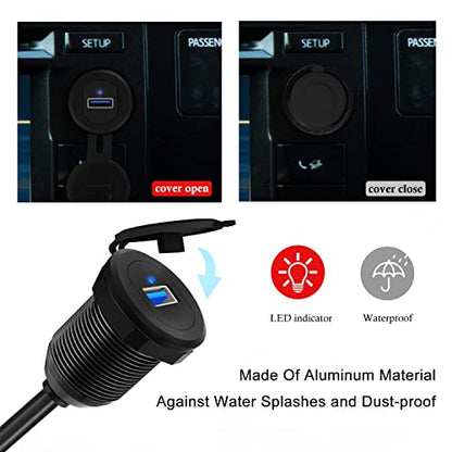 Single Port USB 3.0 Car Mount Flush Cable Male to Female with LED - style: Single Port 1ft