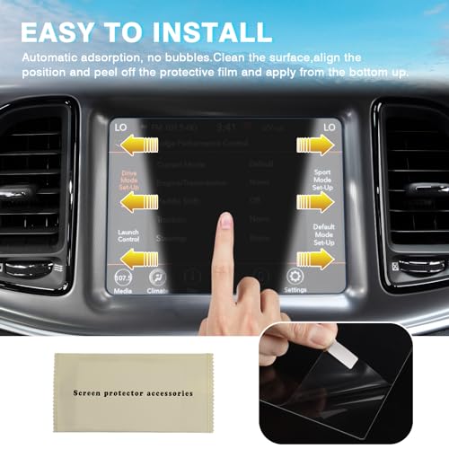 Karltys [Upgrade] 2 Pack Screen Protector for Dodge Challenger 8.4-Inch 2015~2023 [No Glare & Fingerprint] Tempered Glass Dodge Challenger for Models SRT 392 Hellcat Uconnect Accessories - size: 8.4 Inch 2015~2023 Dodge Challenger