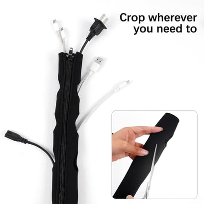4 Pack Cable Management Sleeves Flexible Cord Management Wire Wrap Covers Black